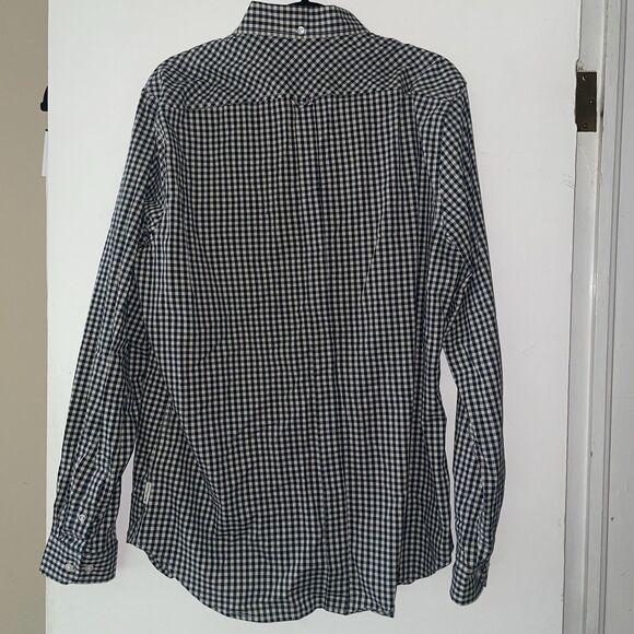 Ben Sherman Shirt Mens Large Blue Cream Check Casual Button Up Long Sleeve - Picture 2 of 9